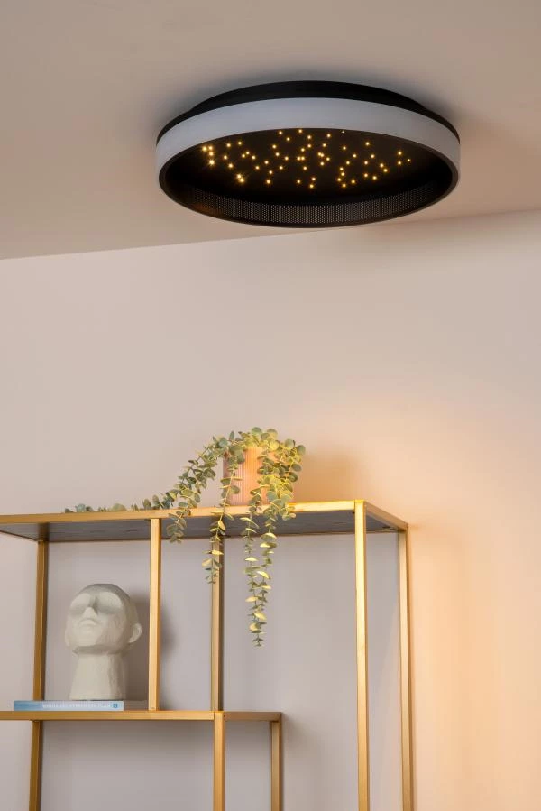 Lucide ESTREJA - Plafonnier - Ø 40 cm - LED 3 StepDim - CCT - 2500K/3000K - Noir - ambiance 2